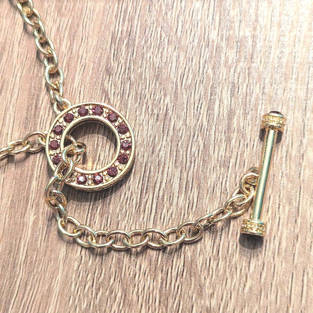 Heidi Daus Gold Tone and Purple Necklace with Intricate Pendant - Picture 7 of 8